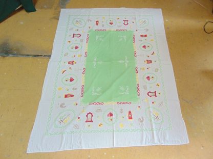 qb59	1940-60's 	Rectangle Vintage Primitive Cabin decor Tablecloth	$20