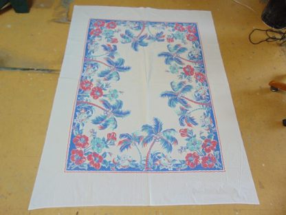 qb71	1940-60's 	Rectangle Vintage Tropical Island theme Tablecloth	$50