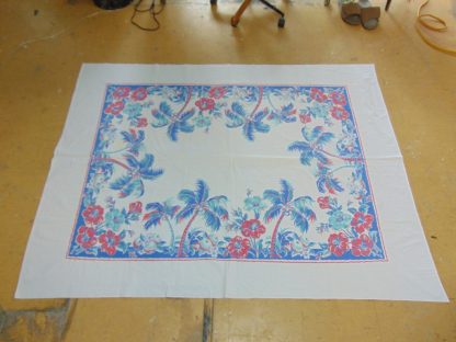 qb71	1940-60's 	Rectangle Vintage Tropical Island theme Tablecloth	$50 - Image 2
