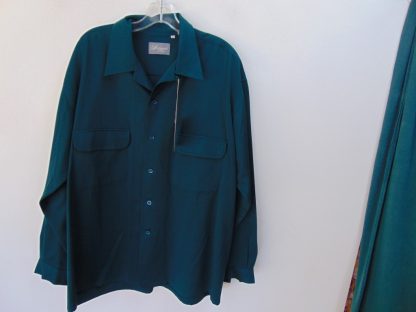 re18		UOMO Green Flap pocket feels like  Gab 100% Wool  (likely NWOT bought at discount store) Vintage Inspired Rockabilly shirt  chest 52  inches	$60