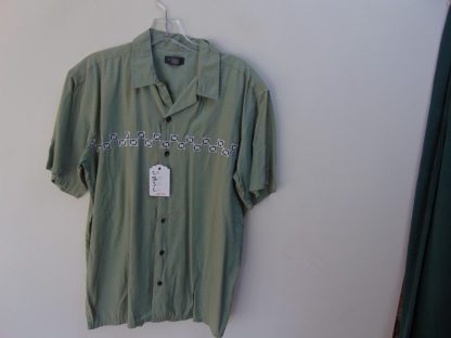 re72		Chest Border embroidery Vintage  1950s Inspired  Rockabilly 57/43 RAYON/poly shirt chest 44  inches	$30