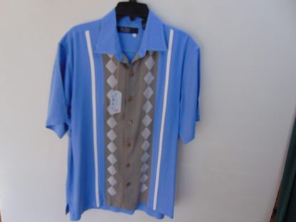 re85		Nat Nast Panel Vintage Inspired Rockabilly 100% SILK shirt chest 45 inches 	$60
