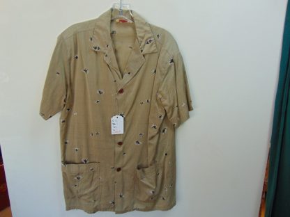 s45h15	1950's	Silky under tag says "Playboy" silky cotton/rayon blend? vintage cabana Miami shirt Chest size 46 inches 	$150