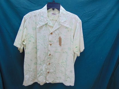 s45h16	1940's	Tropical heavy cotton vintage Hawaiian cabana shirt Chest size 49 inches 	$150