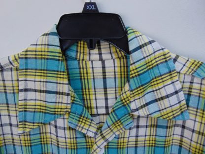 s45h21	1950-60's 	Sexy Plaid cotton vintage Cabana shirt Chest size 50 inches 	$50 - Image 2