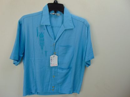 s45h72	1950's	Chest print RAYON gab vintage Hawaiian shirt jac Chest size 44 inches 	$80