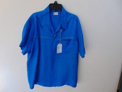 s45s61	1950's	Blue High on Sharkskin tones!!  vintage shirt Chest size 47  inches 	$100