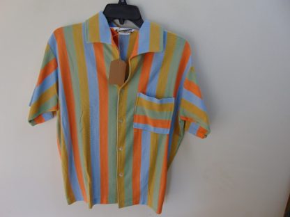 s45s68	1950-60's	 Way too cool strips cotton vintage shirt Chest size 45  inches 	$80