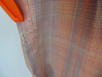 s45s97	1950's	Chest embroidery, slight sharkskin Coppery blue cotton vintage shirt Chest size 44  inches 	$40 - Image 3
