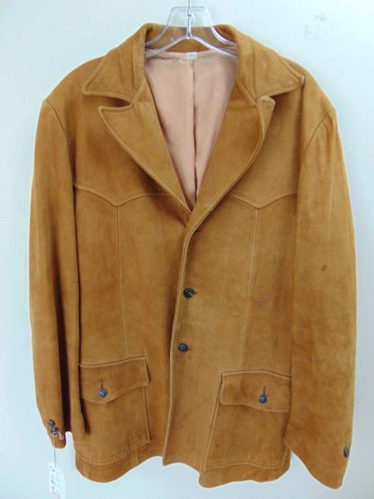 s4c10	1940's	Vintage Brown Suede Leather mid weight Jacket Chest 42 in.	$50