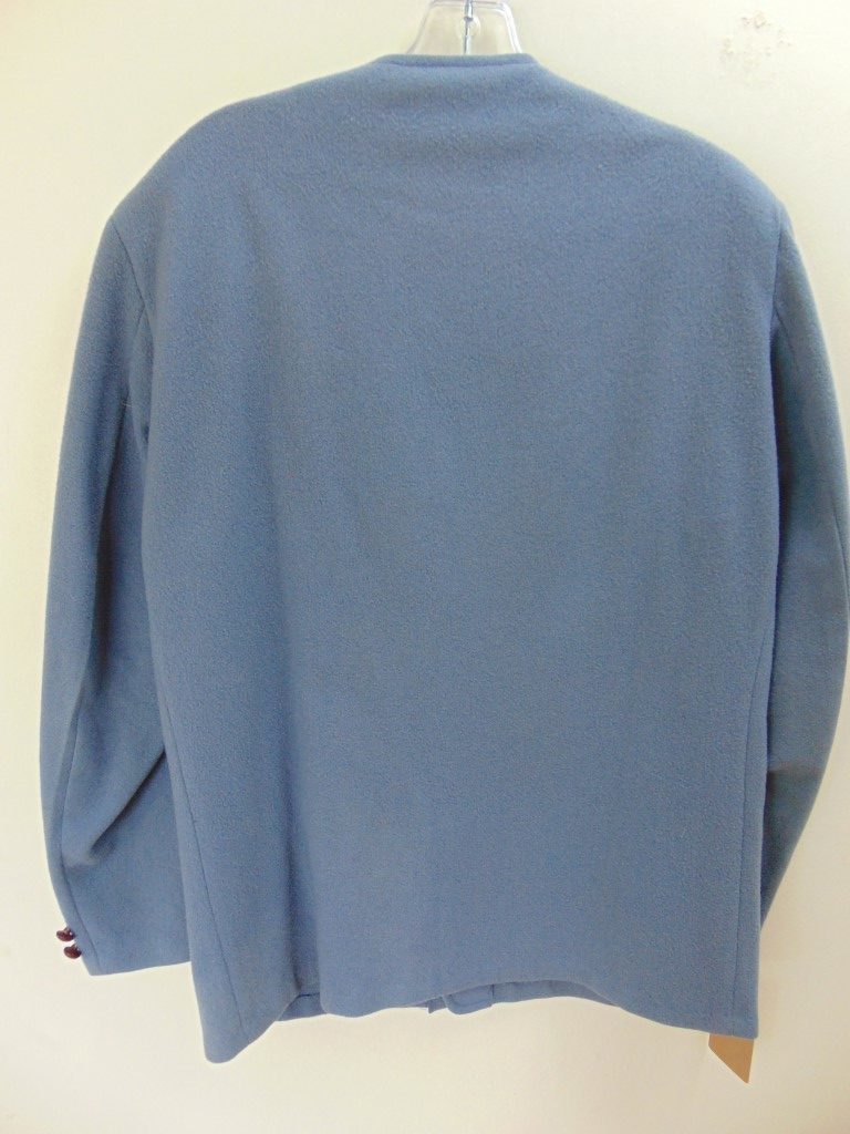s4c16 1930's Hollywood designed Blue collarless mid weight wool Vintage Sports Coat Chest 44 in. $160 - Image 2