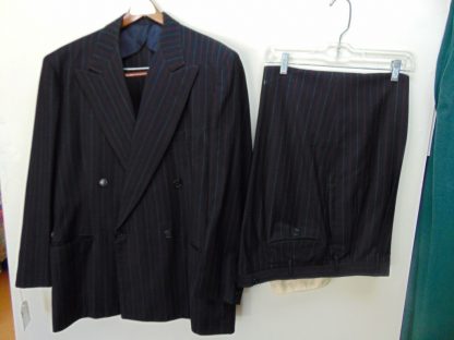 s4t31	1940's	Vintage BLACK Pin strip Double Breasted heavy weight suit Chest size 48 inches	$350