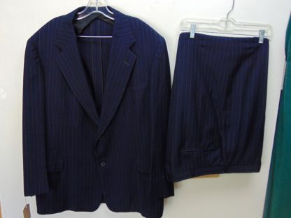 s4t33	1940's	Vintage Blue Pin strip Single Breasted heavy weight suit Chest size 49 inches	$200