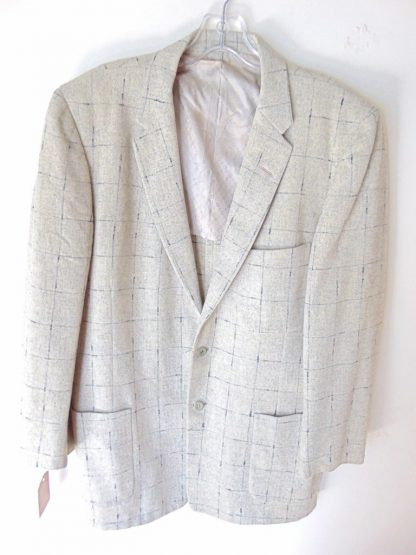 s5c42	1950's	Vintage Gray n Black Wool heavy weight Windowpane  Jacket Chest 44 in.	$180