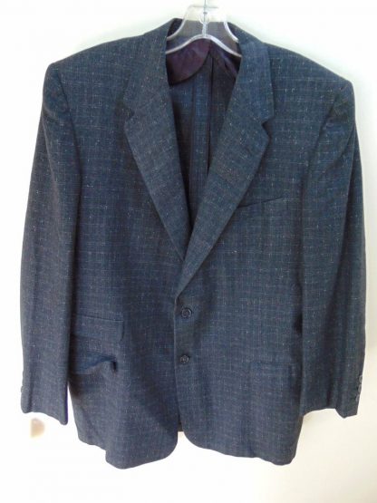 s5c47	1950's	Black mid/heavy weight small windowpane Vintage Sports Coat Chest 45 in.	$90