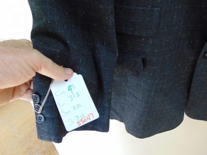 s5c47	1950's	Black mid/heavy weight small windowpane Vintage Sports Coat Chest 45 in.	$90 - Image 4