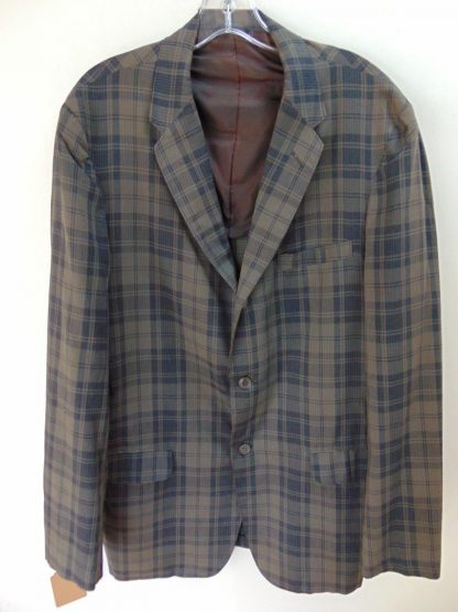 s5c9	1950's	Summer Brown Plaid light weight Vintage Sports Coat Chest 42 in.	$70