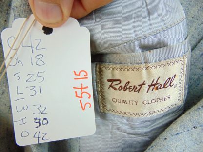 s5t15	1950's	Vintage Blueish/Gray Flannel w/ flecks Single Breasted medium weight suit Chest size 42 inches	$200 - Image 5