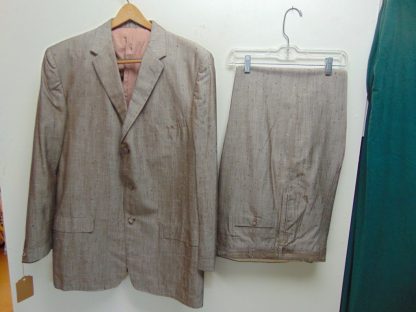 s5t38	1950's	Bronzish Atomic Sharkskin Single Breasted medium weight Vintage suit Chest size 47 inches	$400