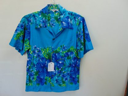 s67h111	1960's	Floral Border cotton vintage Hawaiian shirt Chest size 43 inches 	$40