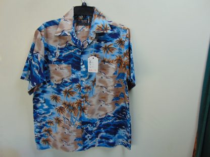 s67h131	1970's	Seagulls in ocean vintage polyester Hawaiian shirt Chest size 47 inches 	$20