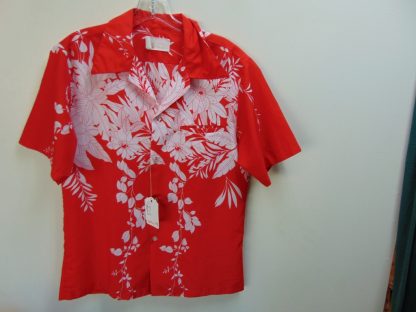 s67h133	1960's	Border polyester  vintage Hawaiian shirt Chest size 42 inches 	$20