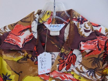 s67h150	1960's	Artzy cotton barkcloth vintage Hawaiian shirt Chest size 46 inches 	$60 - Image 2