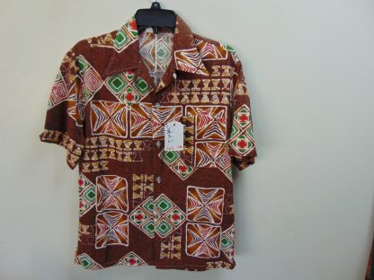 s67h158	1970's	Tapa cotton vintage Hawaiian shirt Chest size 42 inches 	$30