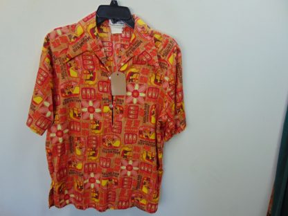 s67h36	1960's	Kona coffee tapa cotton vintage Hawaiian shirt Chest size 46 inches 	$70