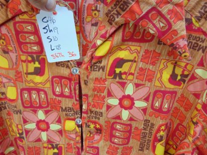 s67h36	1960's	Kona coffee tapa cotton vintage Hawaiian shirt Chest size 46 inches 	$70 - Image 5