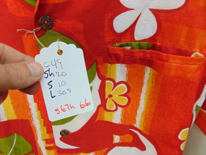 s67h66	1960-70's	Hippy…ish cotton barkcloth vintage Hawaiian shirt Chest size 49 inches 	$50 - Image 4