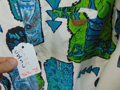 s67h73	1960's	Artzy abstract cotton vintage Hawaiian shirt Chest size 48 inches 	$60 - Image 3