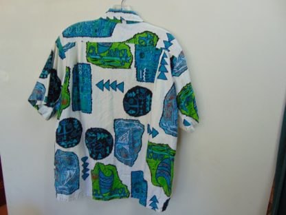 s67h73	1960's	Artzy abstract cotton vintage Hawaiian shirt Chest size 48 inches 	$60 - Image 2