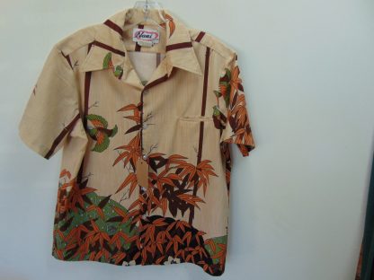 s67h85	1970's	Like Pousseau Painting polyester  vintage Hawaiian shirt Chest size 46 inches 	$30