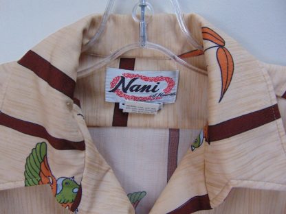 s67h85	1970's	Like Pousseau Painting polyester  vintage Hawaiian shirt Chest size 46 inches 	$30 - Image 4
