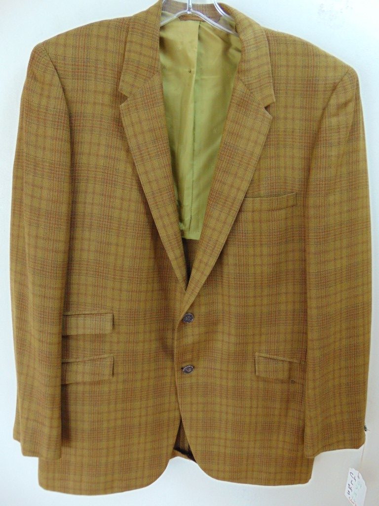 s6c13 1960’s Vintage Brown Gold Plaid light weight Jacket Chest 43 in ...