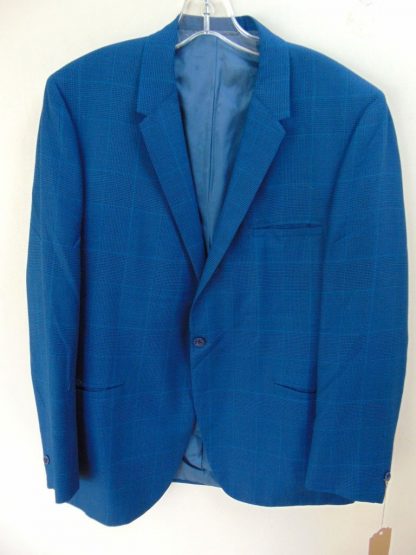 s6c27	1960's	Blue Black Plaid mid weight Jazz/Dinner Vintage Sports Coat Chest 45 in.	$50
