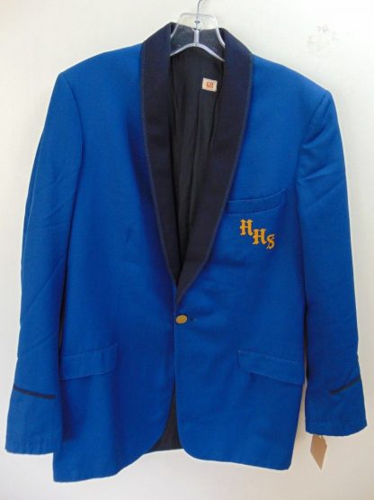 s6c8	1960's	Blue Gabardine heavy weight School Band/Dinner Vintage Sports Coat Chest 41 in.	$40