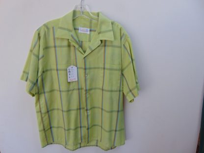 s6s103	1960's	Vintage Green plaid two pocket perma press Chest size 46  inches vintage shirt	$30