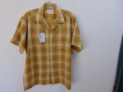 s6s112	1960's	Vintage Brown plaid perma press Chest size 44  inches vintage shirt	$30