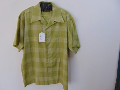 s6s119	1960's	Vintage Green plaid 2 pocket perma press Chest size 44  inches vintage shirt	$30
