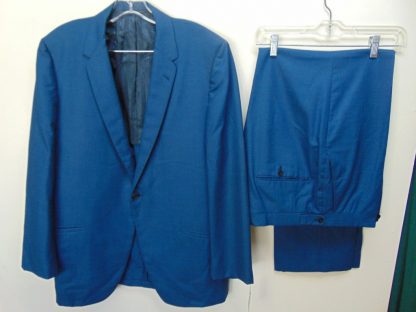 s6t12	1960's	Vintage Blue plaid slight SHARKSKIN Single Breasted medium weight suit Chest size 44 inches	$160