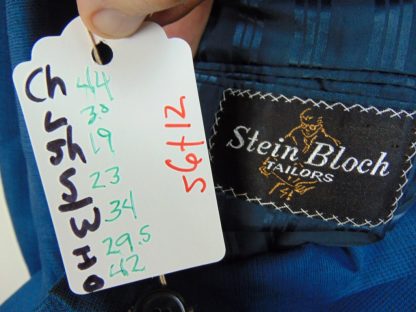 s6t12	1960's	Vintage Blue plaid slight SHARKSKIN Single Breasted medium weight suit Chest size 44 inches	$160 - Image 4