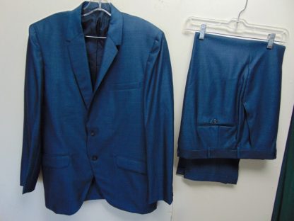 s6t14	1960's	Vintage Blue/black high SHARKSKIN Single Breasted medium weight suit Chest size 44 inches	$200