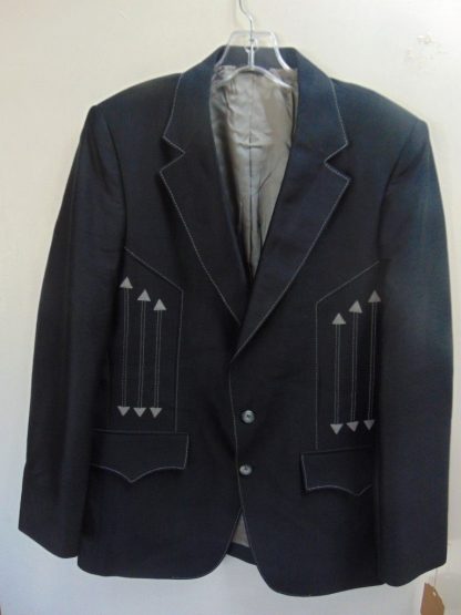 s7c1	1970's	Vintage Black Sharkskin Western mid weight Jacket Chest 42 in.	$50