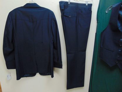 s7t10	1970's	Vintage Black Shiney Western Polyester Single Breasted medium weight suit Chest size 42 inches	$80 - Image 2