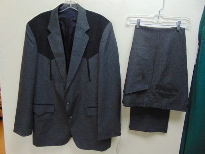 s7t12	Western two tone Gray/black Single Breasted medium weight suit Chest size 46 inches	$90