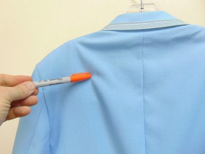 s7t16	1970's	Vintage Deadstock Powder Blue Polyester with Ribbon trim Single Breasted medium weight suit Chest size 43 inches	$250 - Image 2