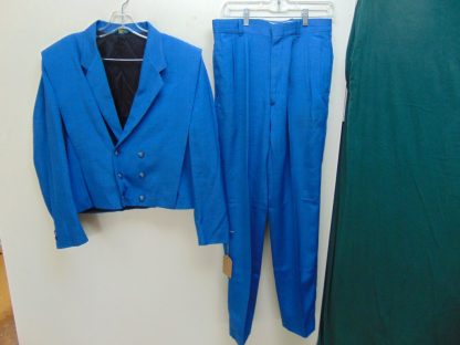 s7t23	1980's	Blue Shiney  NEW KIDS ON THE BLOCK Double Breasted light weight Vintage suit Chest size 45 inches	$150 - Image 3