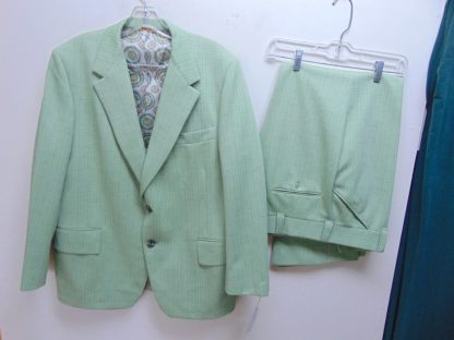 s7t32	1970's	Vintage Funky Lime Green Polyester Single Breasted medium weight suit Chest size 46 inches	$80